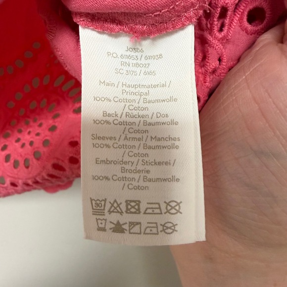 Boden Pink Cotton Eyelet Embroidered Short Sleeve Top J0386 US 8 - Picture 6 of 8